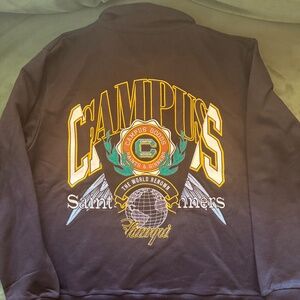 Campus Goods “Saints & Sinners” Half-Zip Pullover Sweater – Black – Size Large